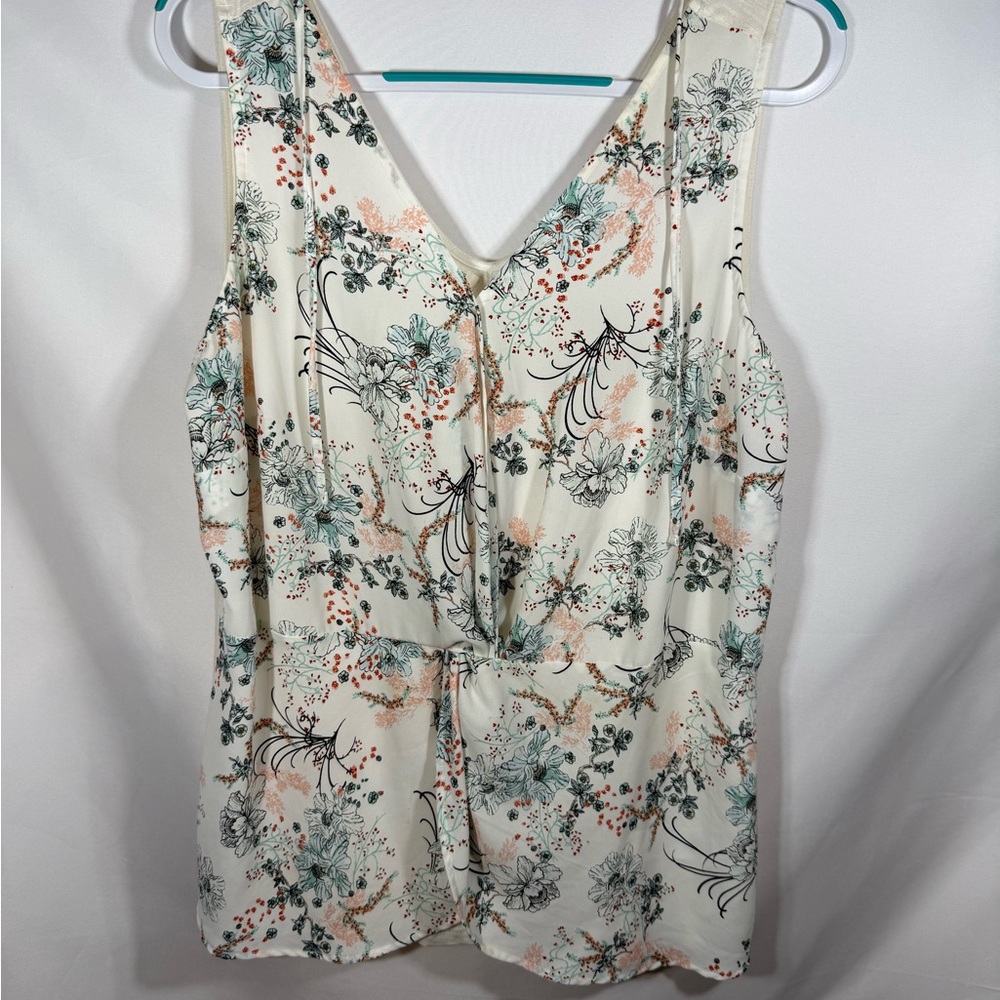 Maurices Floral V-Neck Blouse - Cream and Green